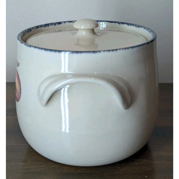 Vintage Home & Garden Party Fruit Pattern Bean Pot Casserole Crock W/ Lid 2004 - Picture 6 of 11